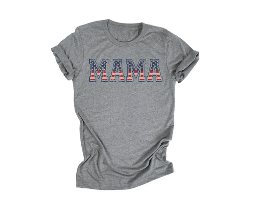 July 4th T-Shirt, Patriotic Mama Independence Day Tee