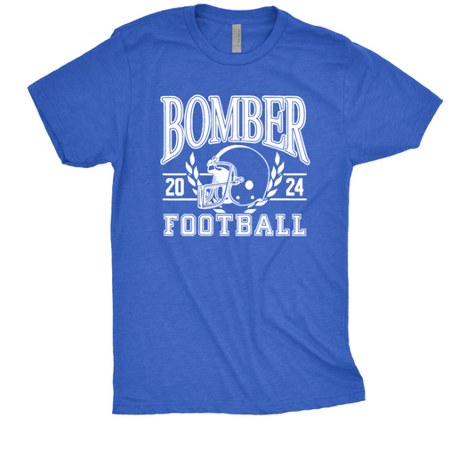 Braham Bombers Football with Helmet Crew Neck T-Shirt, Braham Bombers Spirit Wear