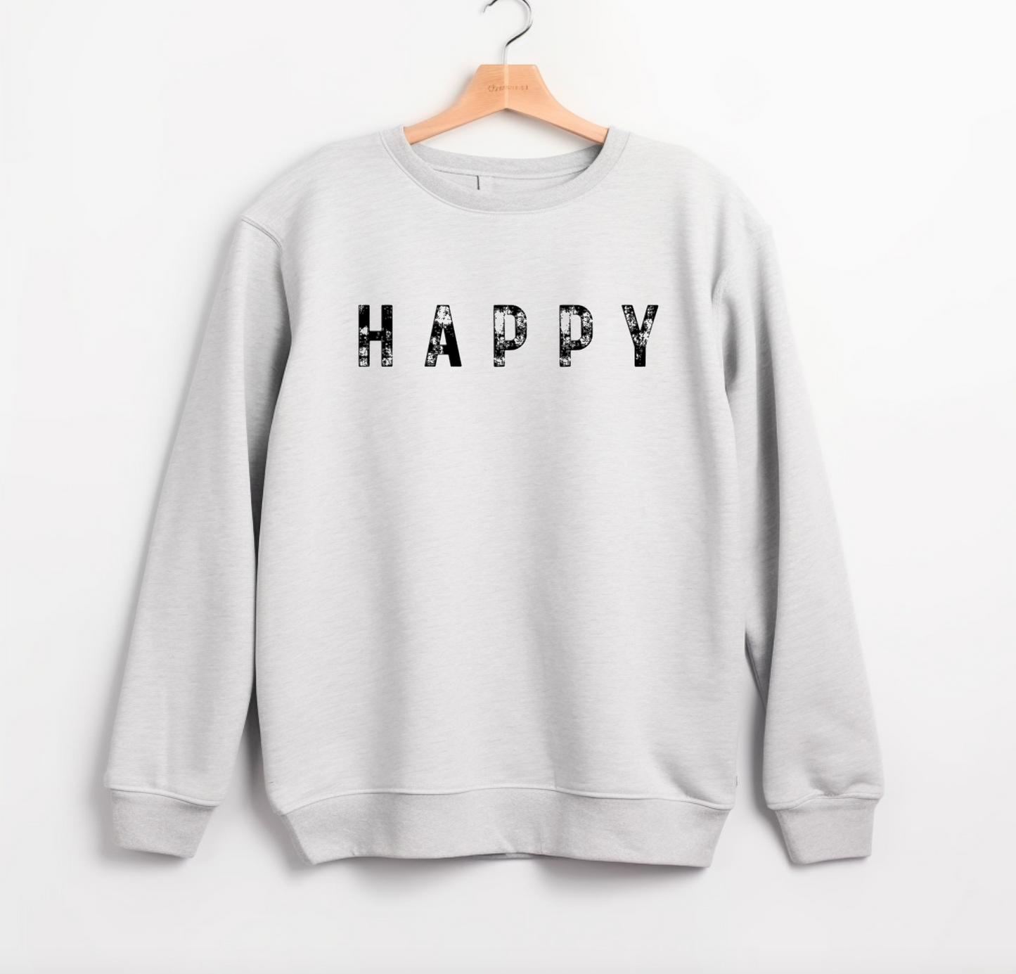 Happy Distressed Crew Neck Sweatshirt