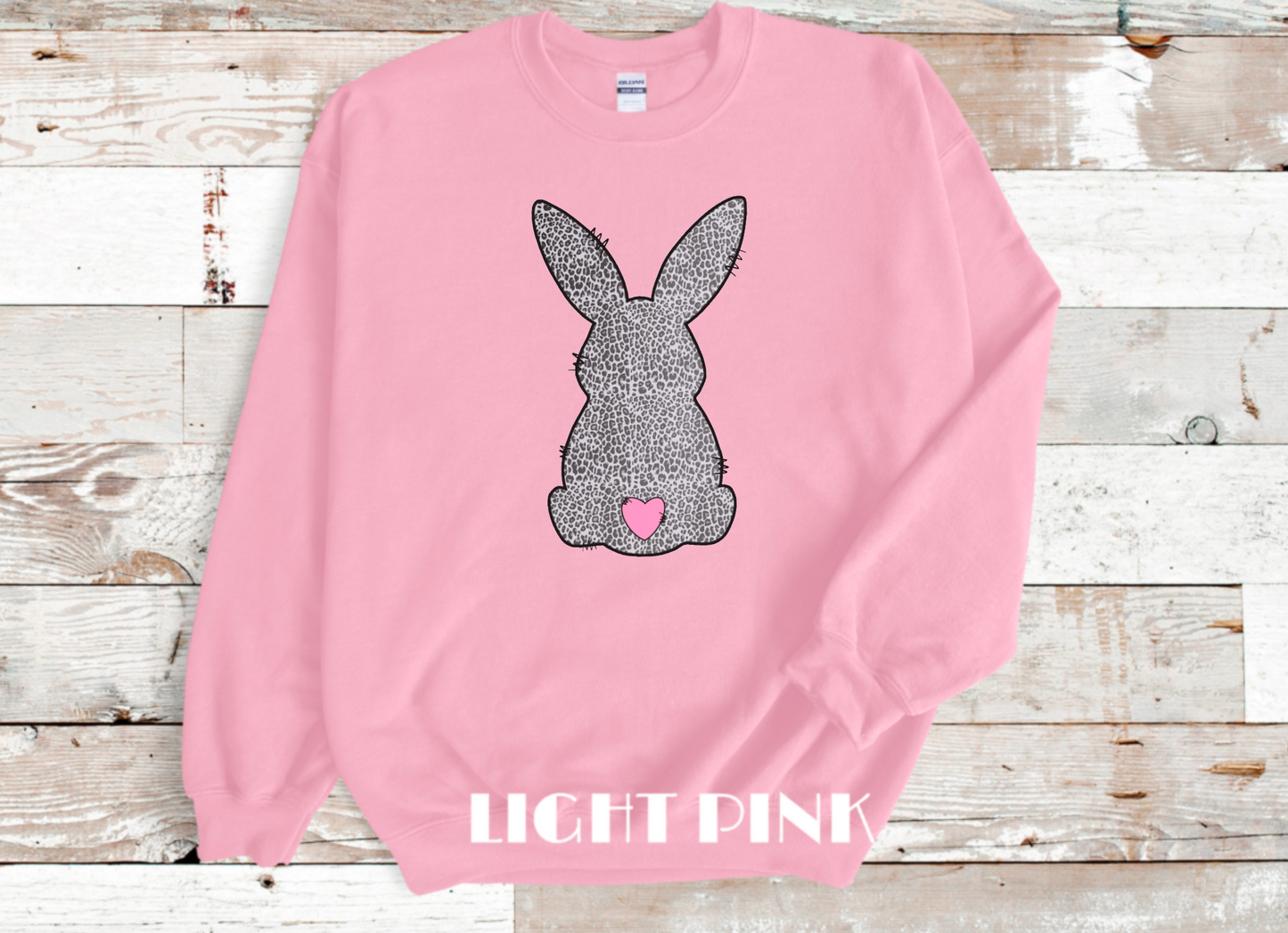 Bunny Easter Crew Neck Sweatshirt, Black Leopard Bunny