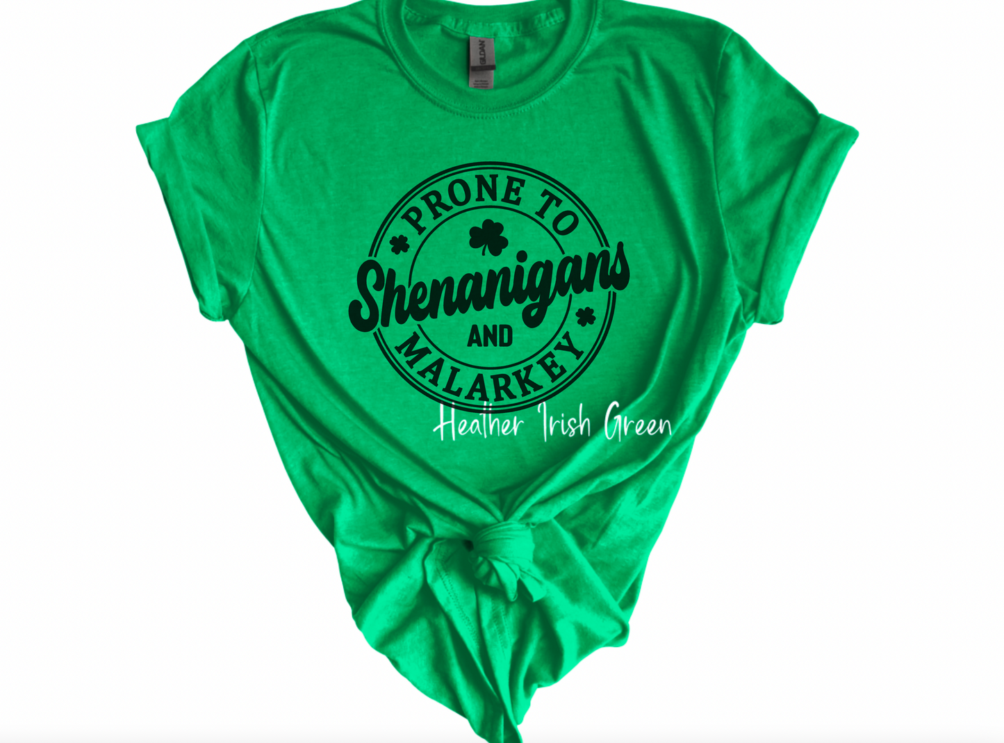 Funny St. Patrick's Day Graphic Tee - Prone to Shenanigans and Malarkey Shirt