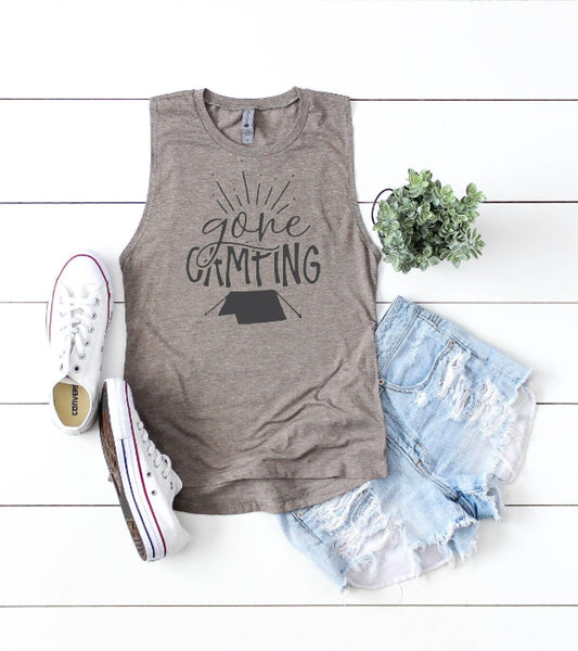 Gone Camping Festival Tank Top, Summer Apparel Top, Yoga Tank Top, Camping Tank Top