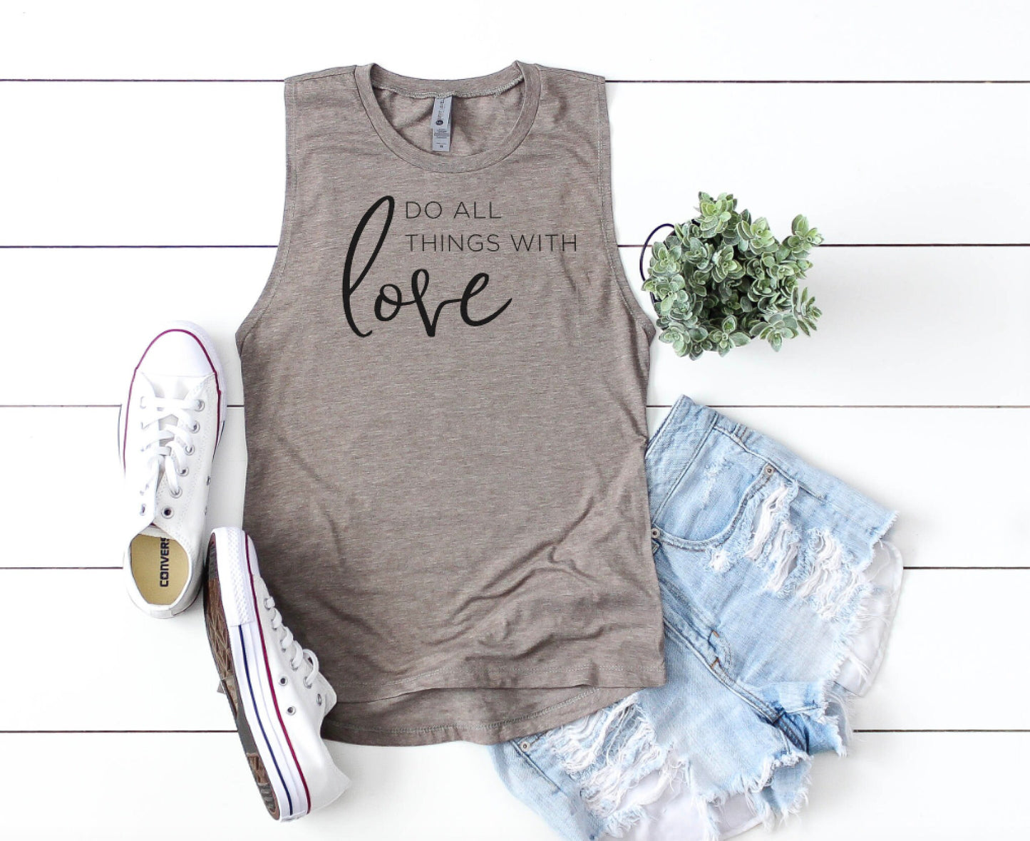 Do all things with Love Festival Tank Top, Summer Apparel Top, Yoga Tank Top