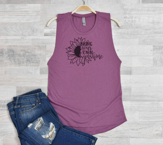 Bring your Own Sunshine Festival Tank Top, Summer Apparel Top, Yoga Tank Top, Inspirational