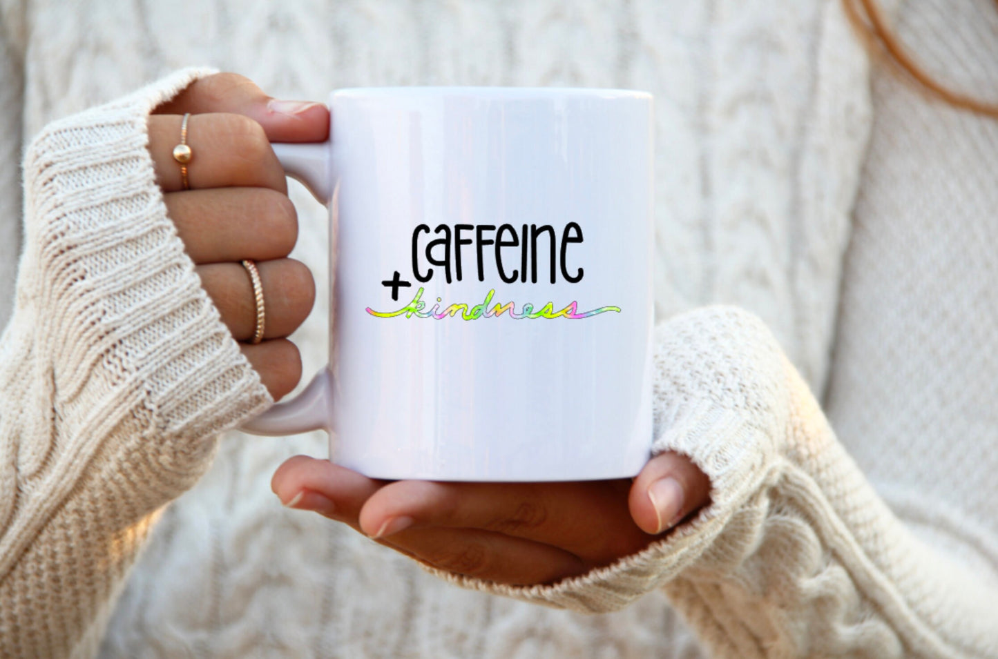 Caffeine and Kindness Ceramic Mug, Ceramic Mug, 11 Ounce Mug, 15 Ounce Mug, Coffee Mug Personalized, Coffee Mug, Mug