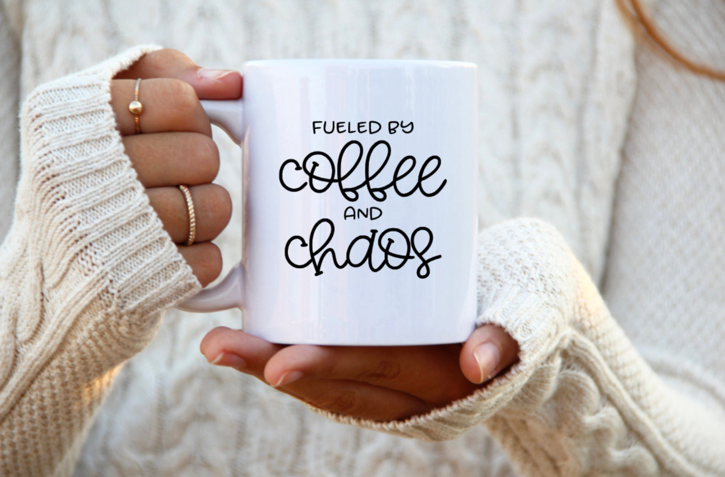 Fueled by Coffee and Chaos Ceramic Mug, Ceramic Mug, 11 Ounce Mug, 15 Ounce Mug, Coffee Mug Personalized, Coffee Mug, Mug