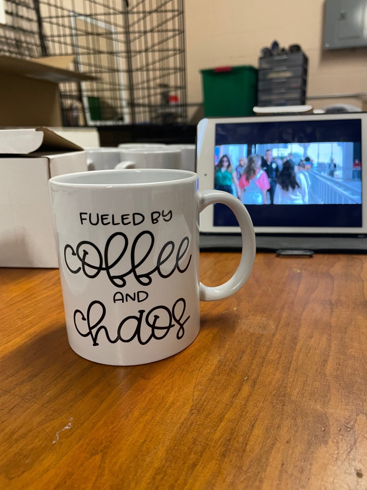 Fueled by Coffee and Chaos Ceramic Mug, Ceramic Mug, 11 Ounce Mug, 15 Ounce Mug, Coffee Mug Personalized, Coffee Mug, Mug