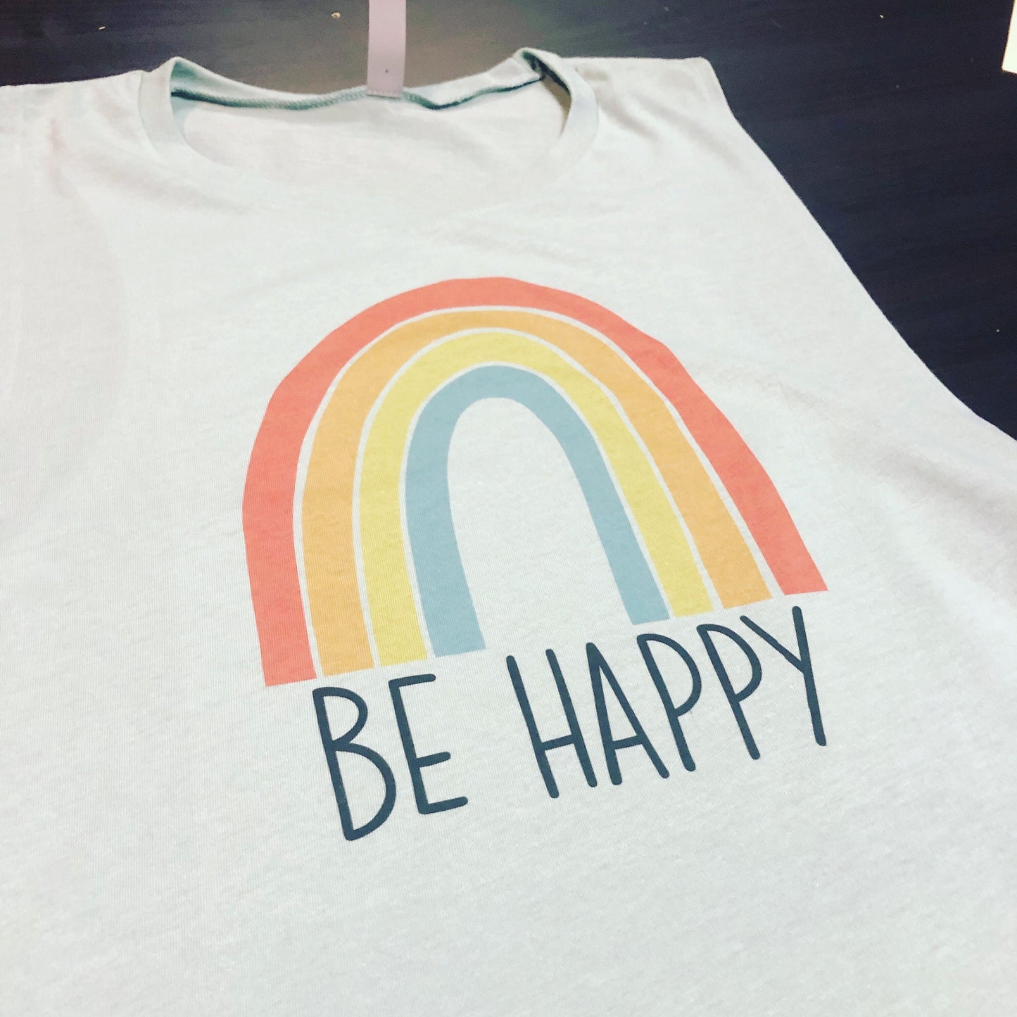 Be Happy with Boho Rainbow Festival Tank Top, Summer Apparel Top, Yoga Tank Top, Camping Shirt