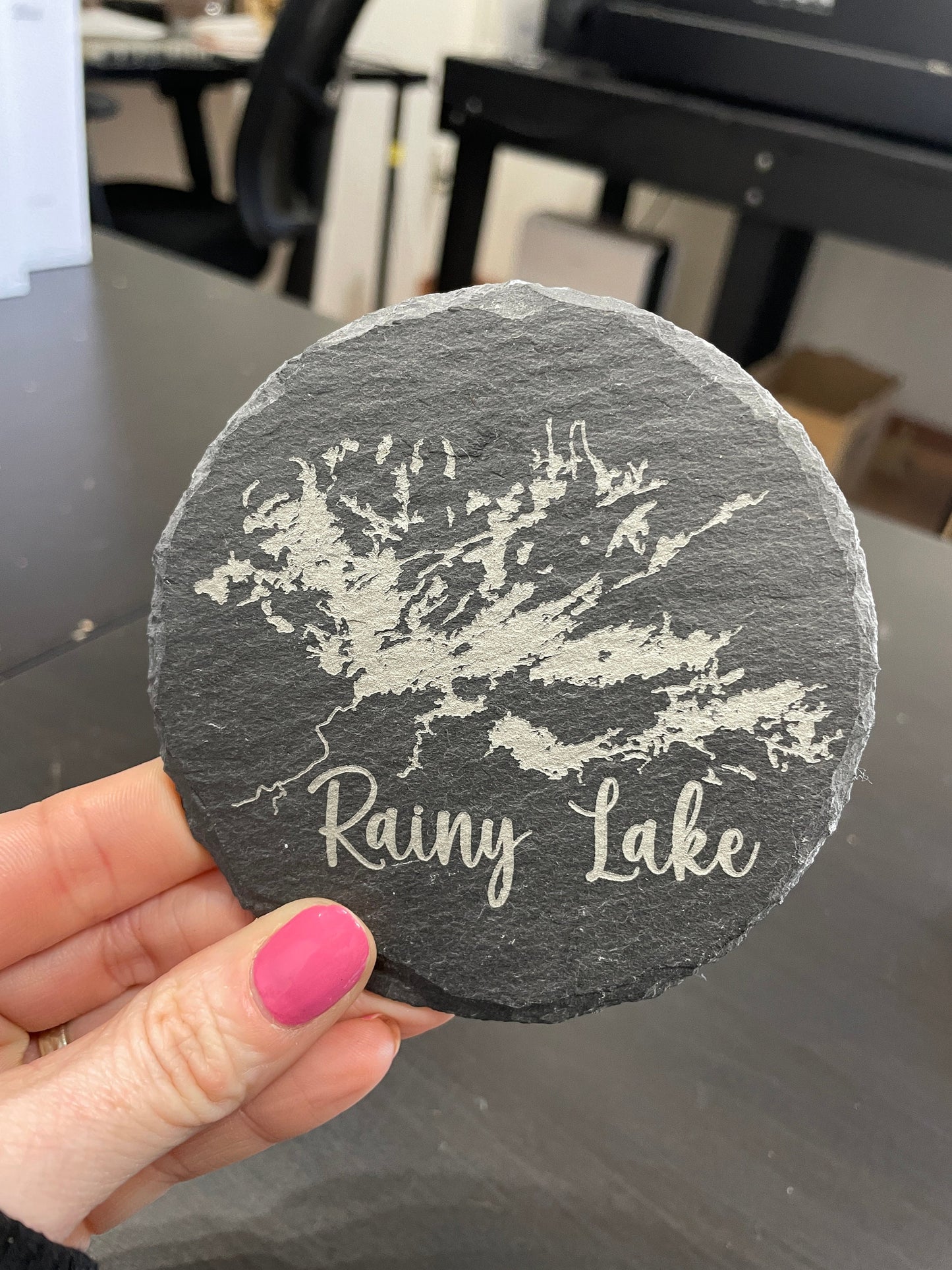 Custom Lake Coasters - Natural Slate Stone Coasters - Slate Drink Coasters - Custom Slate Coasters