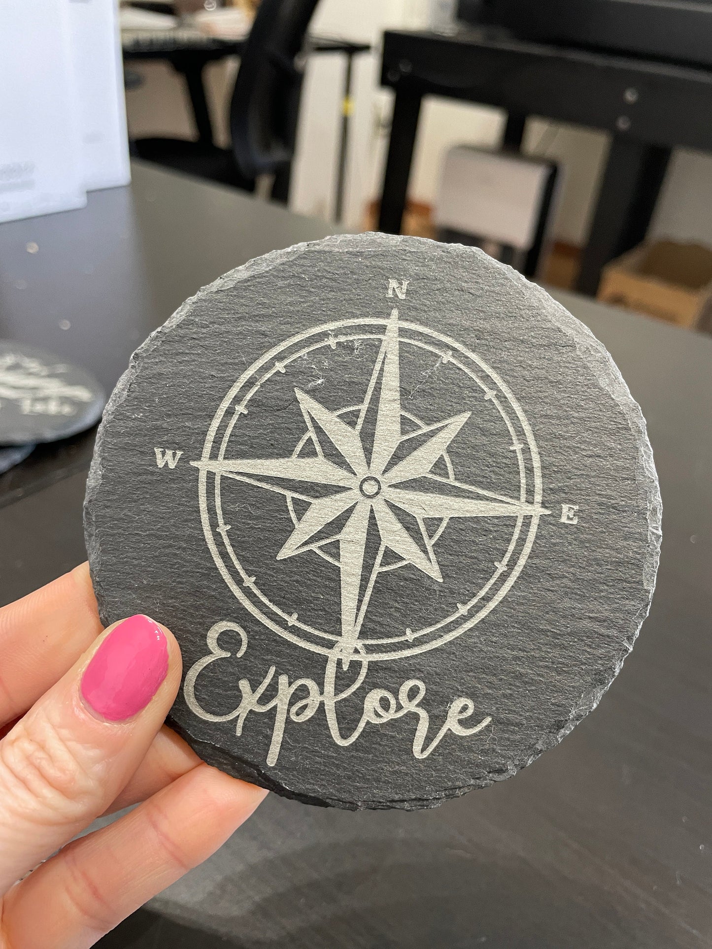 Custom Lake Coasters - Natural Slate Stone Coasters - Slate Drink Coasters - Custom Slate Coasters