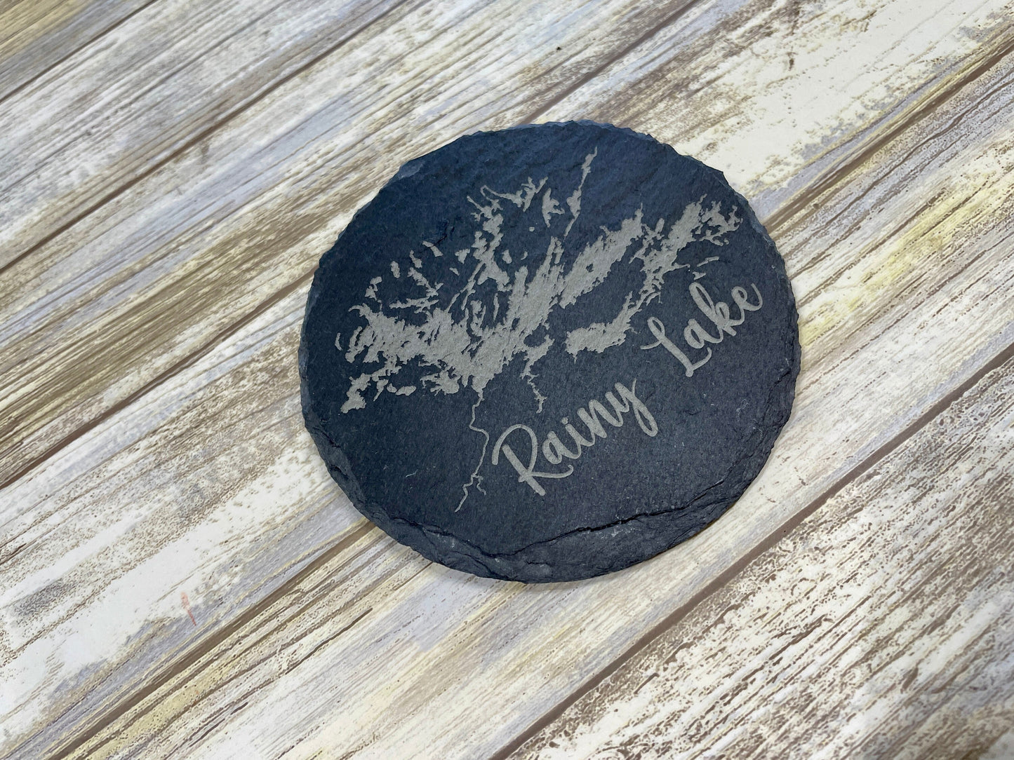 Custom Lake Coasters - Natural Slate Stone Coasters - Slate Drink Coasters - Custom Slate Coasters