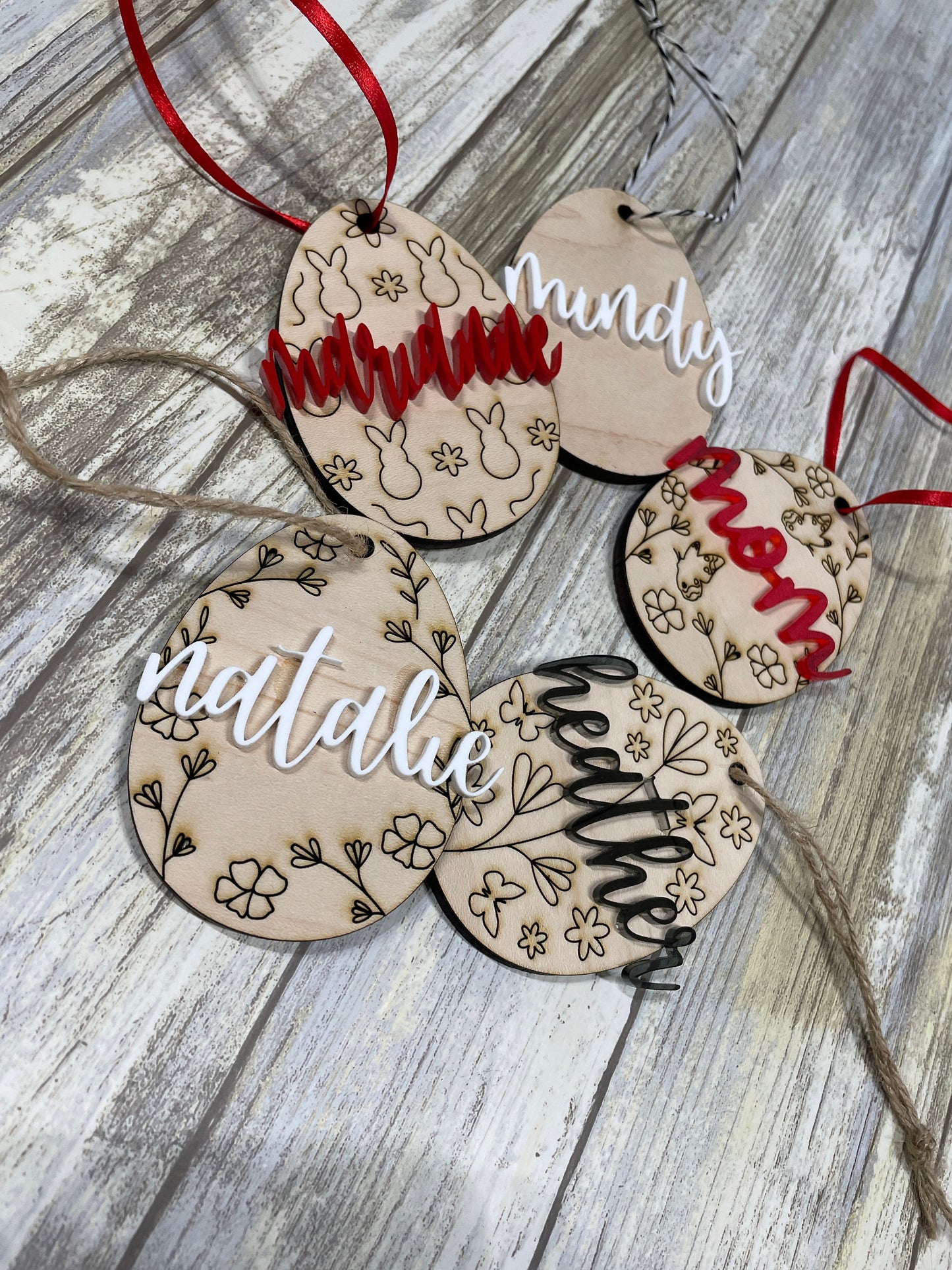 Laser Engraved Easter Tag, Easter Egg Tags, Name Tags Easter, Wood Easter Egg, Easter Basket Tags