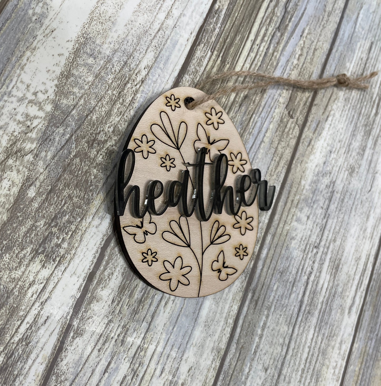 Laser Engraved Easter Tag, Easter Egg Tags, Name Tags Easter, Wood Easter Egg, Easter Basket Tags