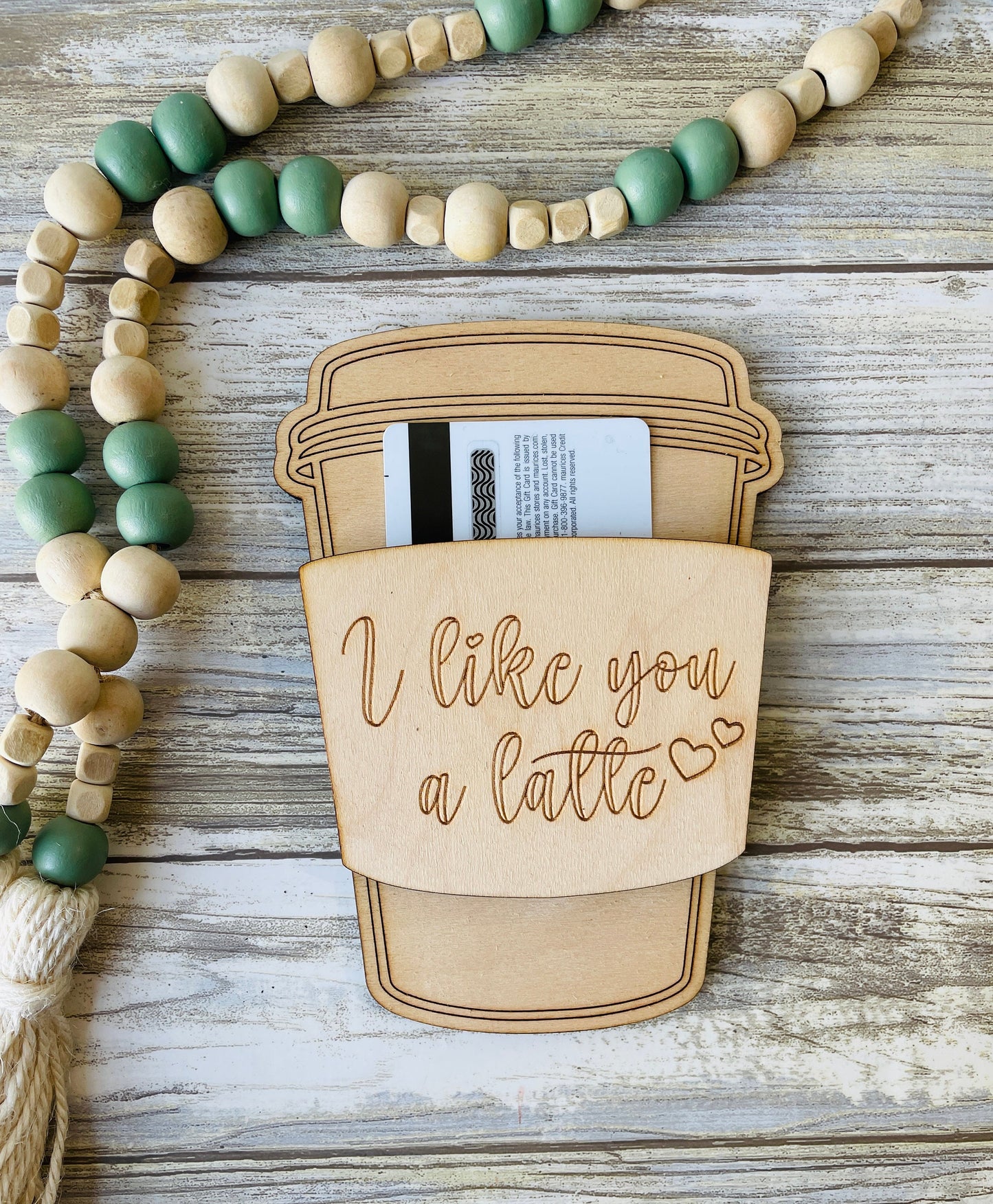 Wooden Gift Card Holder, Teacher Appreciation Gift Card Holder, Coffee Gift Card, I Like you a Latte