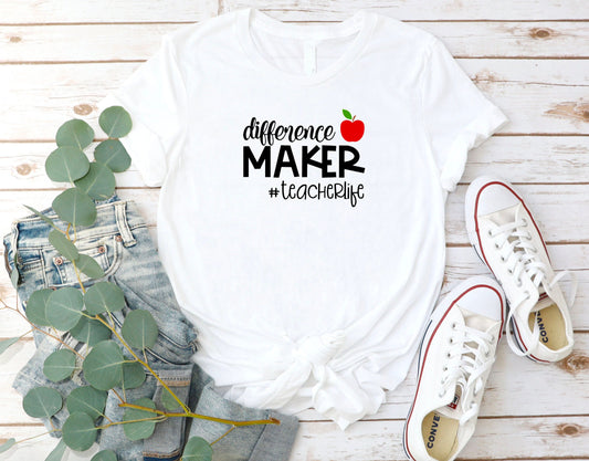 Teacher T-Shirt - Difference Maker - Teacher T-Shirt - Back to School Tee